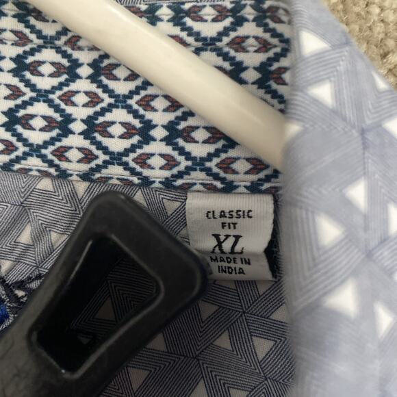 Robert Graham Amberley Geometric Button Up Navy Blue Long Sleeve Cotton XL - Picture 4 of 6